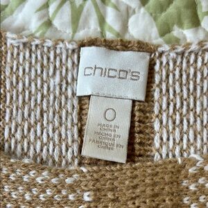 Chico's Tan and White Knit Sweater Size 0 EUC